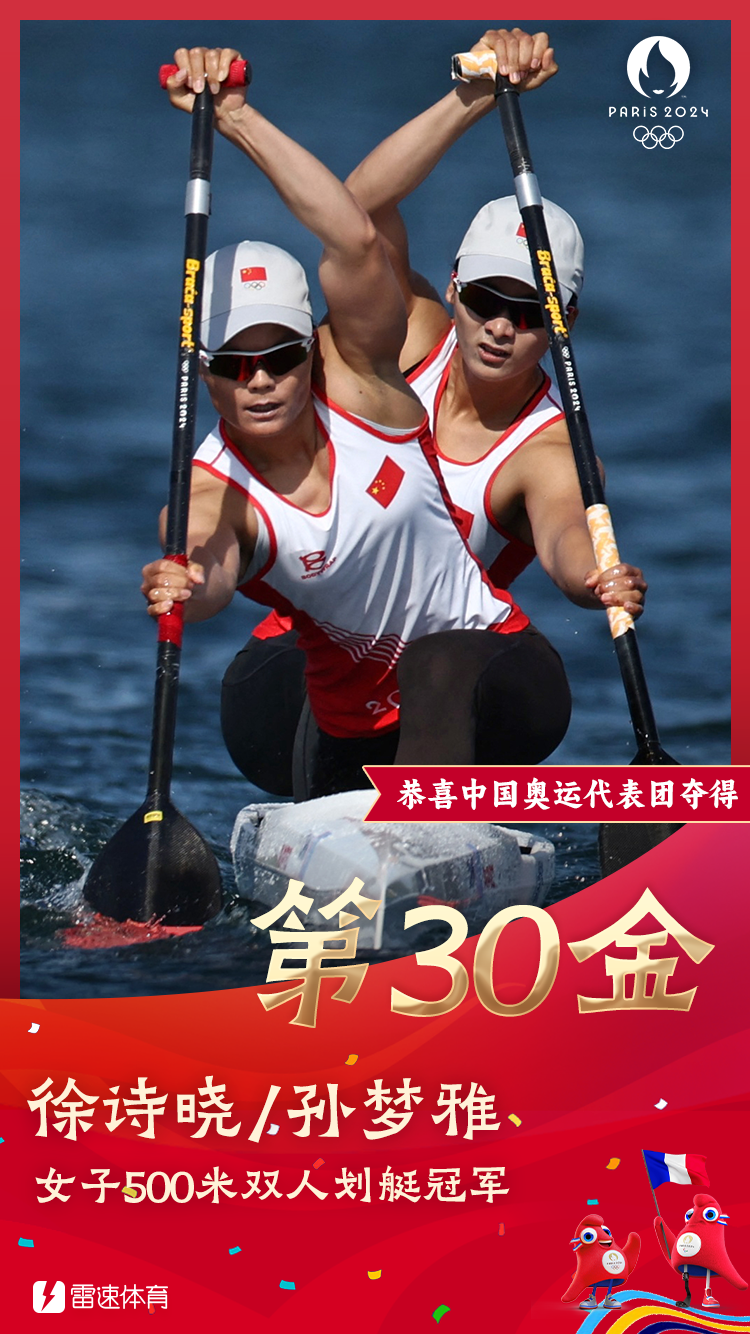 🥇第30金！女子500米双人划艇决赛：徐诗晓/孙梦雅夺冠并且刷新奥运最好成绩